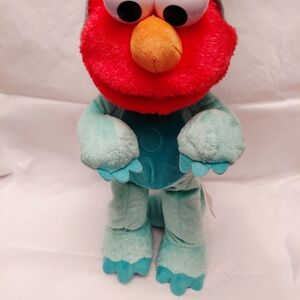 Sesame Street Dino Stomp Elmo Plush Working Tested Red Blue 13  Inches